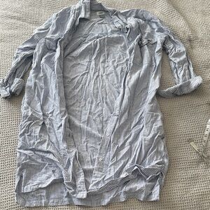 Blue Striped Linen Button-Up Shirt